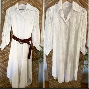 Yumi Kim White Eyelet Midi Shirt Dress Style
